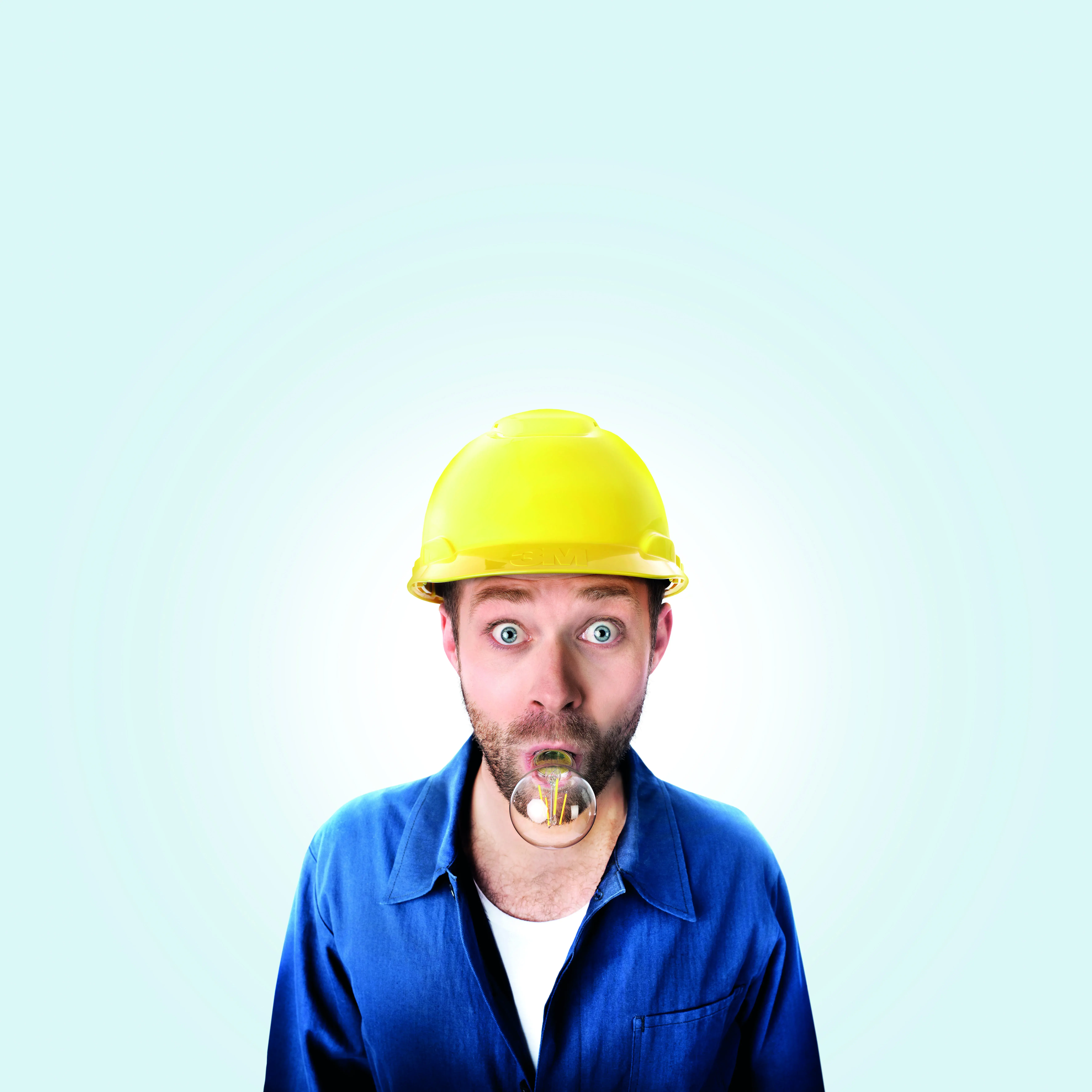 Werbemotiv Handwerker Helm Glühbirne Ihr Hausgerätespezialist